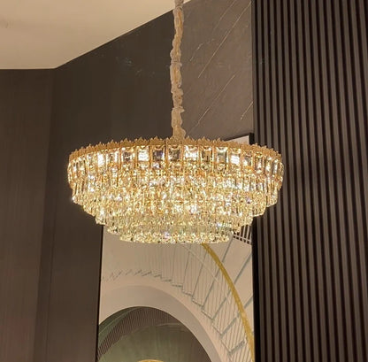 Luxury Multi-tiered Extra Large Conical Crystal Chandelier for High Ceiling Living Room/Foyer/Lobby