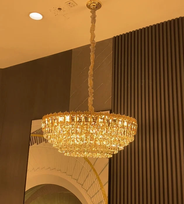 Luxury Multi-tiered Extra Large Conical Crystal Chandelier for High Ceiling Living Room/Foyer/Lobby