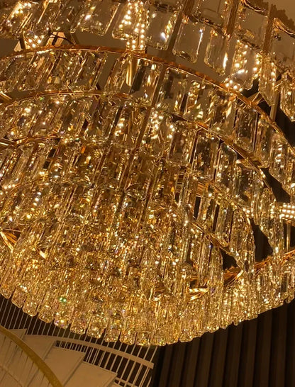 Luxury Multi-tiered Extra Large Conical Crystal Chandelier for High Ceiling Living Room/Foyer/Lobby