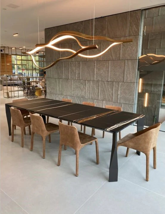 Modern Simple Aluminum Waving Chandelier for Living/Dining Room/Kitchen Island