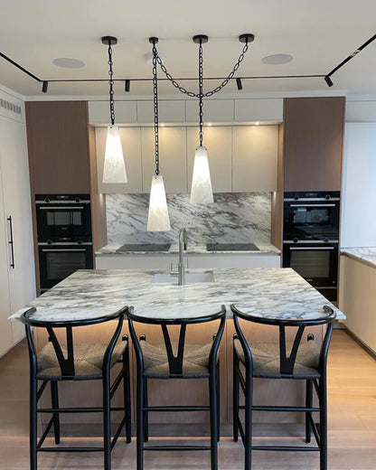 Modern 3/5/7-Light Alabaster Chandelier for Living Room/Dining Room