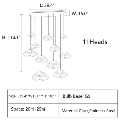 Extra Large Nordic Minimalist Glass Cloud Decorative Chandelier for Stairs/Living Room/Hign-celing Room