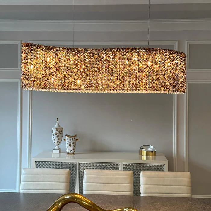 Oversized Luxury Curvilinear Crystal Pendant Chandelier for Dining Room/Kitchen Island/Living Room