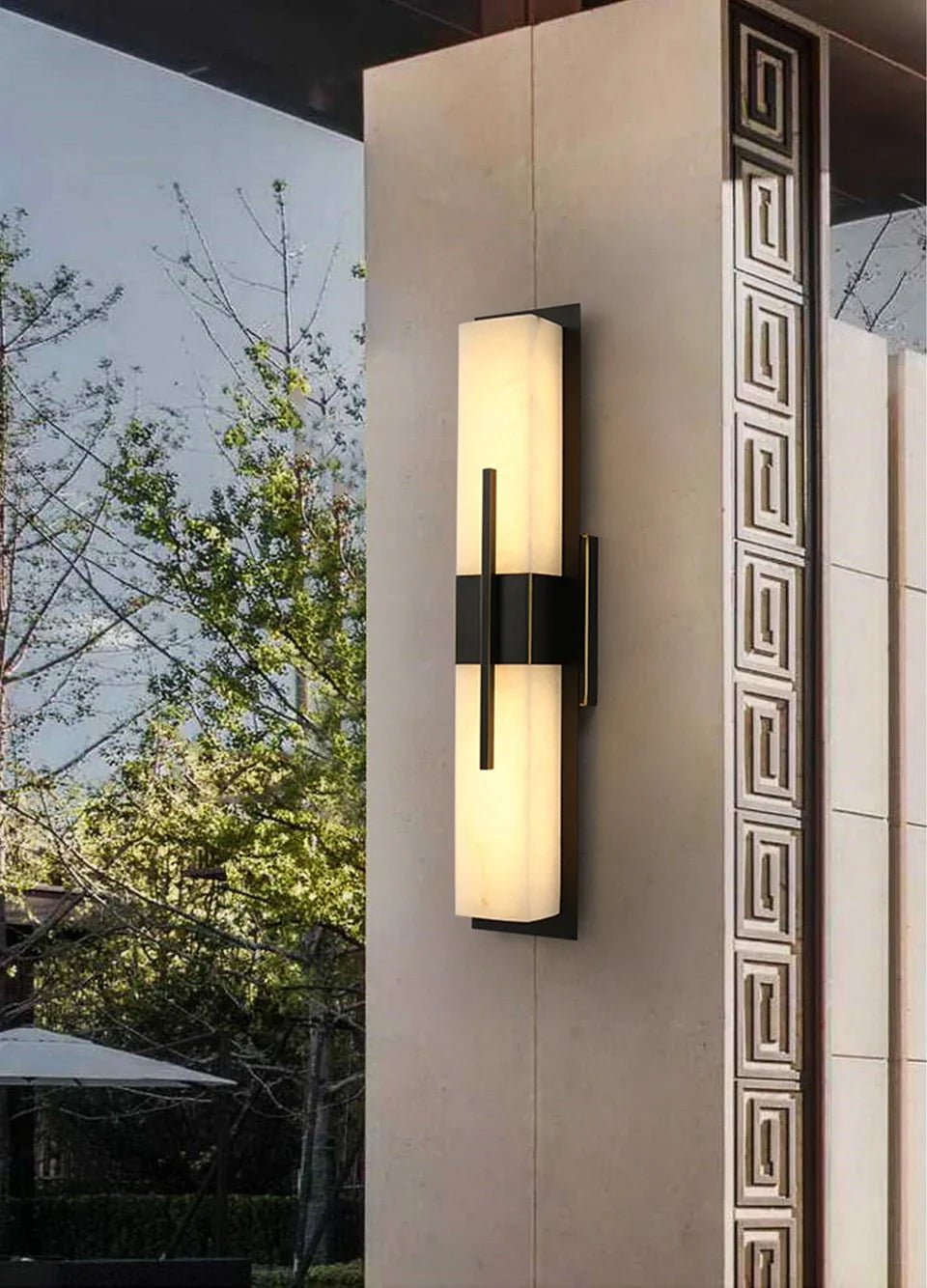 Outdoor Minimalist Rectangular Stainless Steel Acrylic LED Waterproof Wall Sconce Lamp