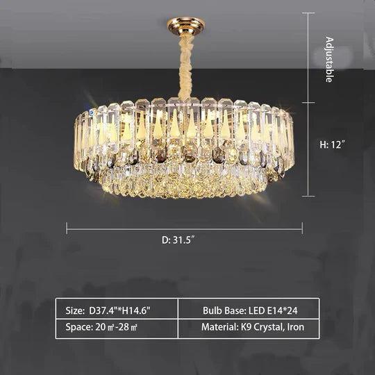 Oversized Transparent Crystal Tiered Chandelier Suit for Living/Dining Room/Bedroom