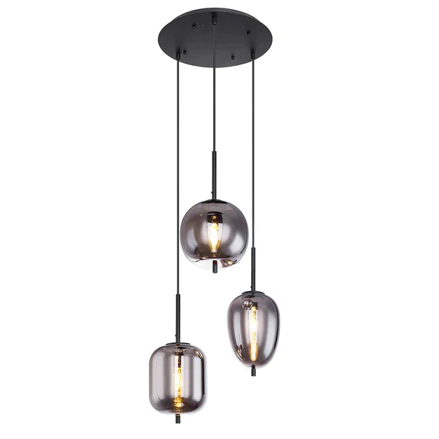 Modern Smoky Gray Glass Chandelier for Dining Room/Kitchen Island