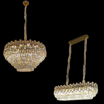 Modern Light Luxury Round/Rectangle Crystal Chandelier Set For Living Room/Dining Room/Bedroom