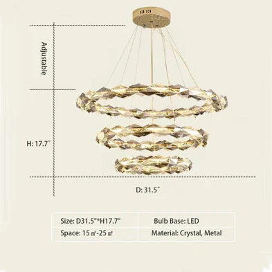 Modern Art Tiered Crystal Wreth Pendant Chandelier for Living/Dining Room/Bedroom