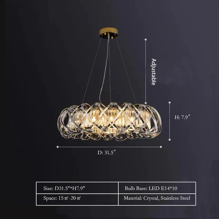 Modern Art Light Luxury Crossed Shell Transparent Crystal Chandelier Suit for Dining/Living Room