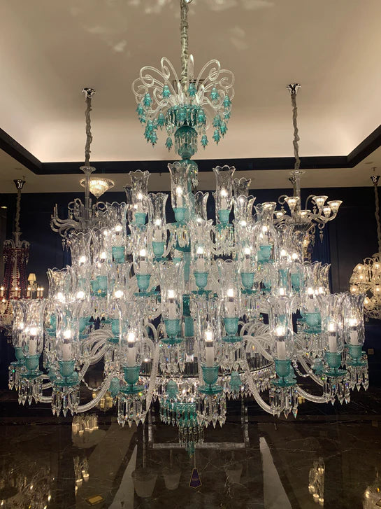 Luxury Classic Candle Light Tiffany Green Crystal Chandelier for Living Room/Staircase/Foyer