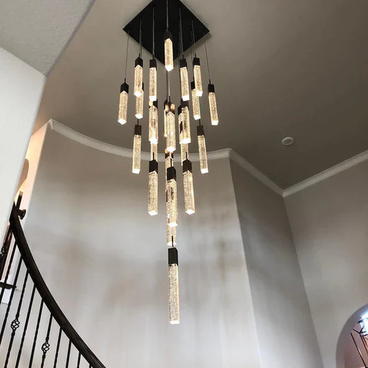 Modern Glacier Bubble Crystal Sticks Chandelier in Gold/Chrome/Black Finish for Staircase/Foyer