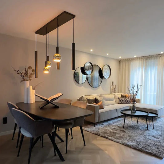 Modern Minimalist 6/7-Light Bulbs and Columns Pendant Chandelier for Dining Room