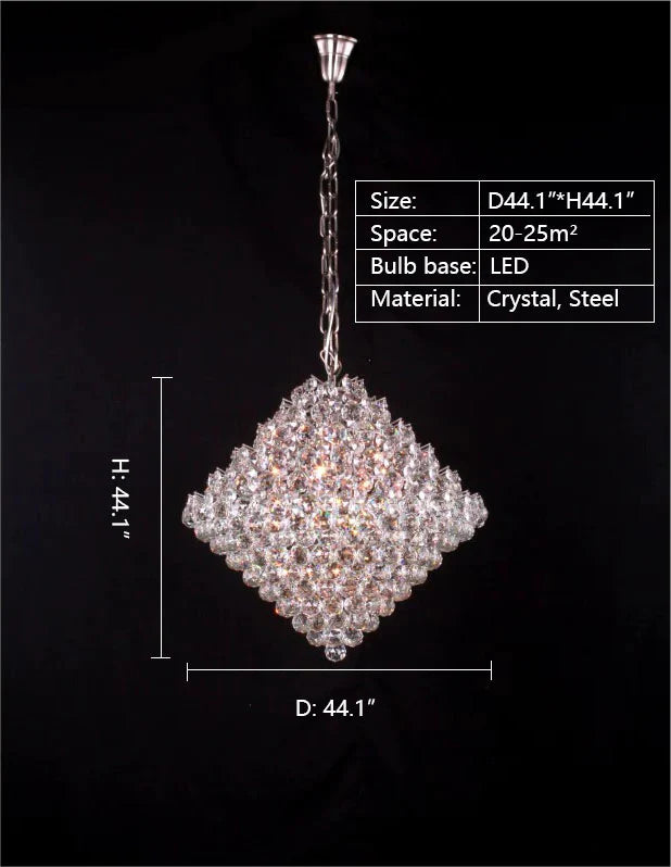 Aesthetic Luxury Conical Crystal Chandelier for Living/Dining Room/Foyer/Hallway/Kitchen Island