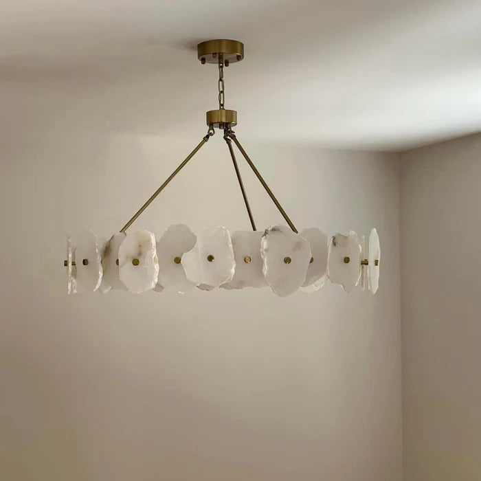 Modern Round/Linear Alabaster Chandelier for Living Room/Dining Room/Kitchen Island