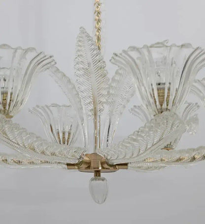 Vintage Italian 6-Arm Glass Chandelier for Low-ceiling/Bedroom/Dining Room