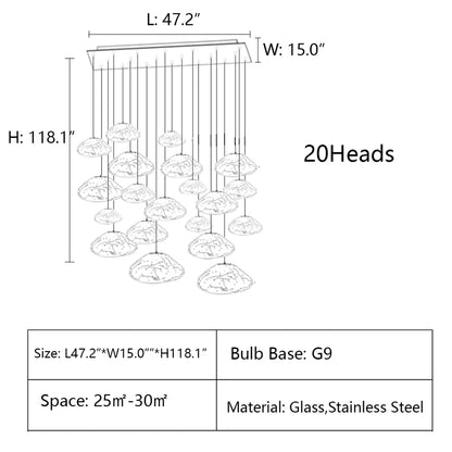 Extra Large Nordic Minimalist Glass Cloud Decorative Chandelier for Stairs/Living Room/Hign-celing Room