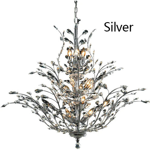 Gold/Silver/Brown Twig Branch Crystal Leaf Chandelier