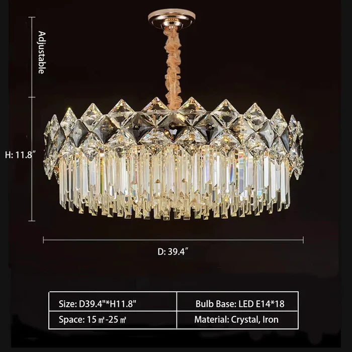 Modern Luxury Tiered Transparent Crystal Chandelier Suit for Living/Dining Room/Bedroom