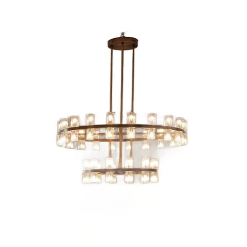 Round 1/2-Tier Brass/Black/Chrome Rings Crystal Chandelier for Hotel/Restaurant/Living Room