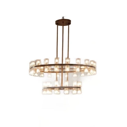 Round 1/2-Tier Brass/Black/Chrome Rings Crystal Chandelier for Hotel/Restaurant/Living Room