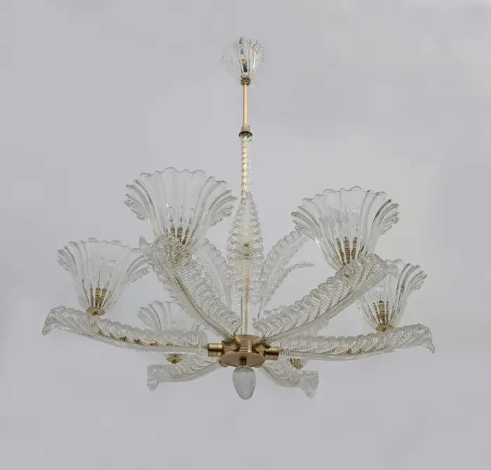 Vintage Italian 6-Arm Glass Chandelier for Low-ceiling/Bedroom/Dining Room