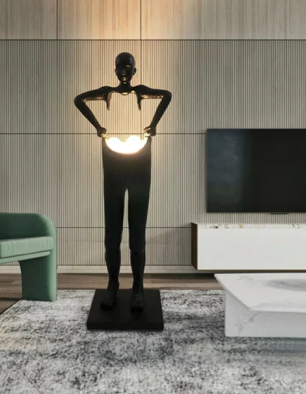 Man Carrying Pants Statue Floor Lamp