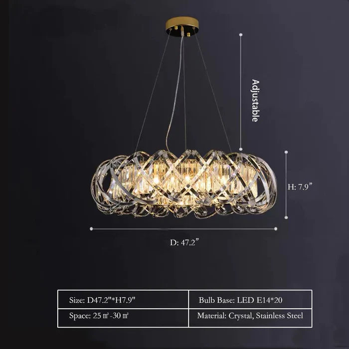 Modern Art Light Luxury Crossed Shell Transparent Crystal Chandelier Suit for Dining/Living Room