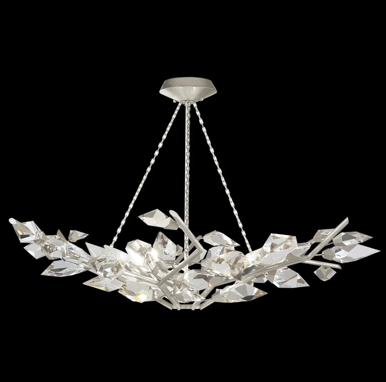 Luxury Crystal Leaves Chandelier in Brass/Silver Finish Ceiling Light Fixtures