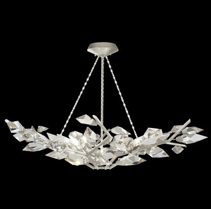 Luxury Crystal Leaves Chandelier in Brass/Silver Finish Ceiling Light Fixtures