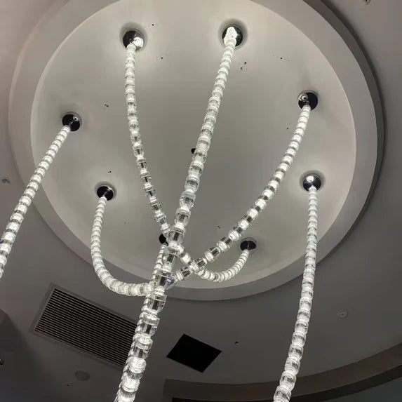 Modern Bullet Crystal Chain Chandelier for Living Room/Staircase/Foyer/Hotel/Restaurant