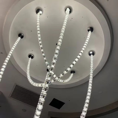 Modern Bullet Crystal Chain Chandelier for Living Room/Staircase/Foyer/Hotel/Restaurant