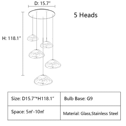 Extra Large Nordic Minimalist Glass Cloud Decorative Chandelier for Stairs/Living Room/Hign-celing Room