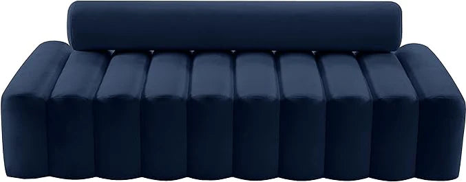 Velvet Upholstered Sofa with Deep Channel Tufting