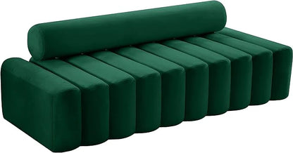 Velvet Upholstered Sofa with Deep Channel Tufting