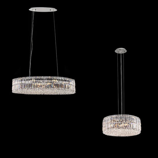 Modern Silver Ceiling Round/Rectangle Crystal Chandelier Set for Living Room/Dining Room/ Bedroom Decorative Light Fixture