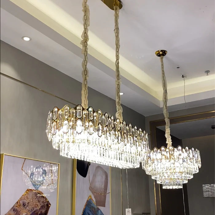 Modern Light Luxury Round/Rectangle Crystal Chandelier Set For Living Room/Dining Room/Bedroom