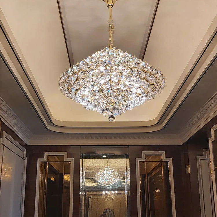 Aesthetic Luxury Conical Crystal Chandelier for Living/Dining Room/Foyer/Hallway/Kitchen Island