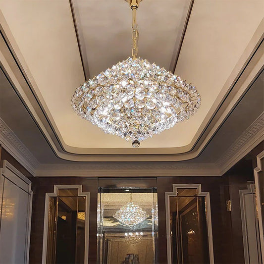 Aesthetic Luxury Conical Crystal Chandelier for Living/Dinning Room/Foyer/Hallway/Staircase