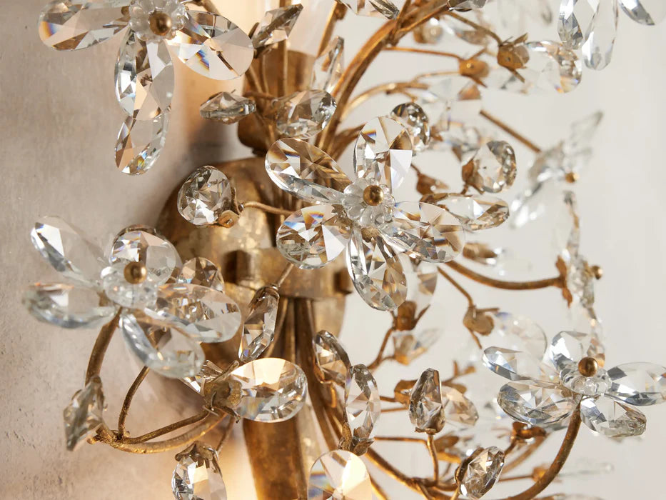 Modern Brass Branches Flower Crystal Wall Sconce