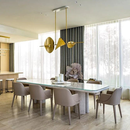 Minimalist Linear Brass Chandelier for Dining Room/Kitchen Island