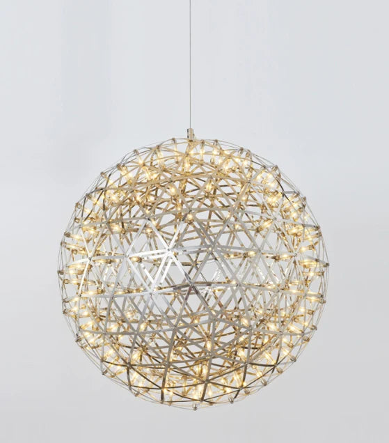 Round Starry Sky Chandelier Light Fire Ball Ceiling Lighting for Living Room/Cottage