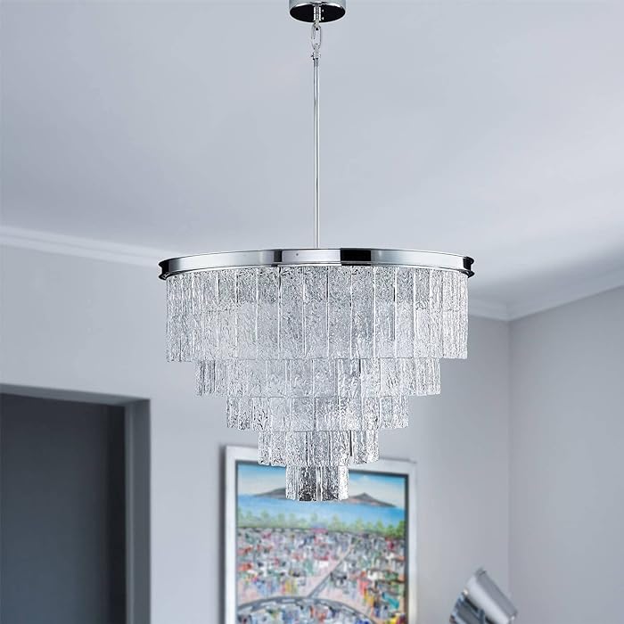 Extra Large Multi-tier Round Frost Crsytal Pendant Ceiling Chandelier for Living/Dining Room