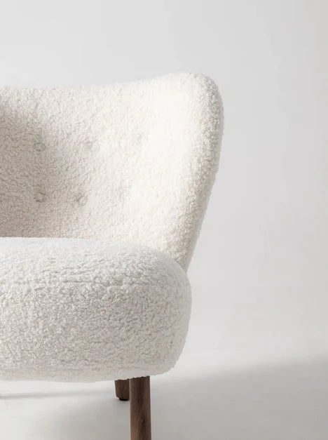 Classic Cozy White Fleece Plush Accent Lounge Chair