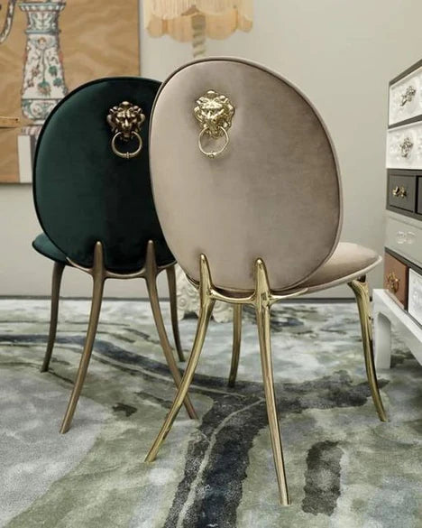 Luxury Gold Finish Lion Head Dining Chair