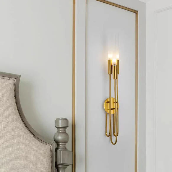 Nordic Light Luxury Three Rods Brass Wall Light for Bedside/Living Room/Hallway