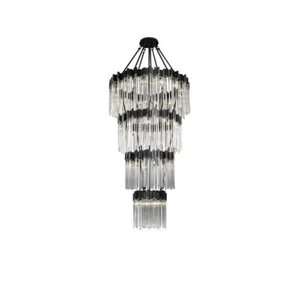 Large Elegant Multi-layers Glam Glass Chandelier for High-ceiling/Staircase/Entryway