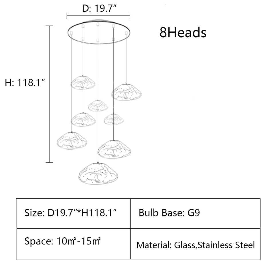 Extra Large Nordic Minimalist Glass Cloud Decorative Chandelier for Stairs/Living Room/Hign-celing Room