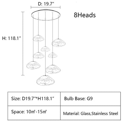 Extra Large Nordic Minimalist Glass Cloud Decorative Chandelier for Stairs/Living Room/Hign-celing Room