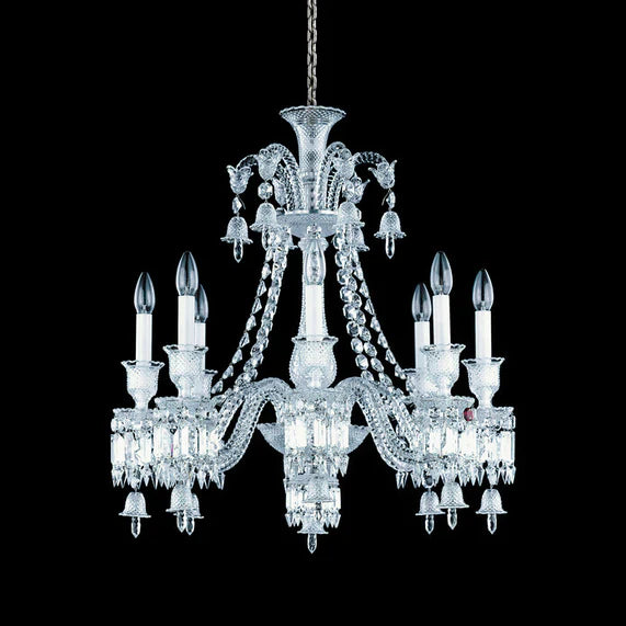 Light Luxury Classic Short Version Tiered Candle Light Crystal Chandelier for High-ceiling Rooms/Living Room