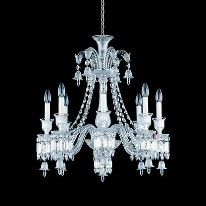 Light Luxury Classic Short Version Tiered Candle Light Crystal Chandelier for High-ceiling Rooms/Living Room